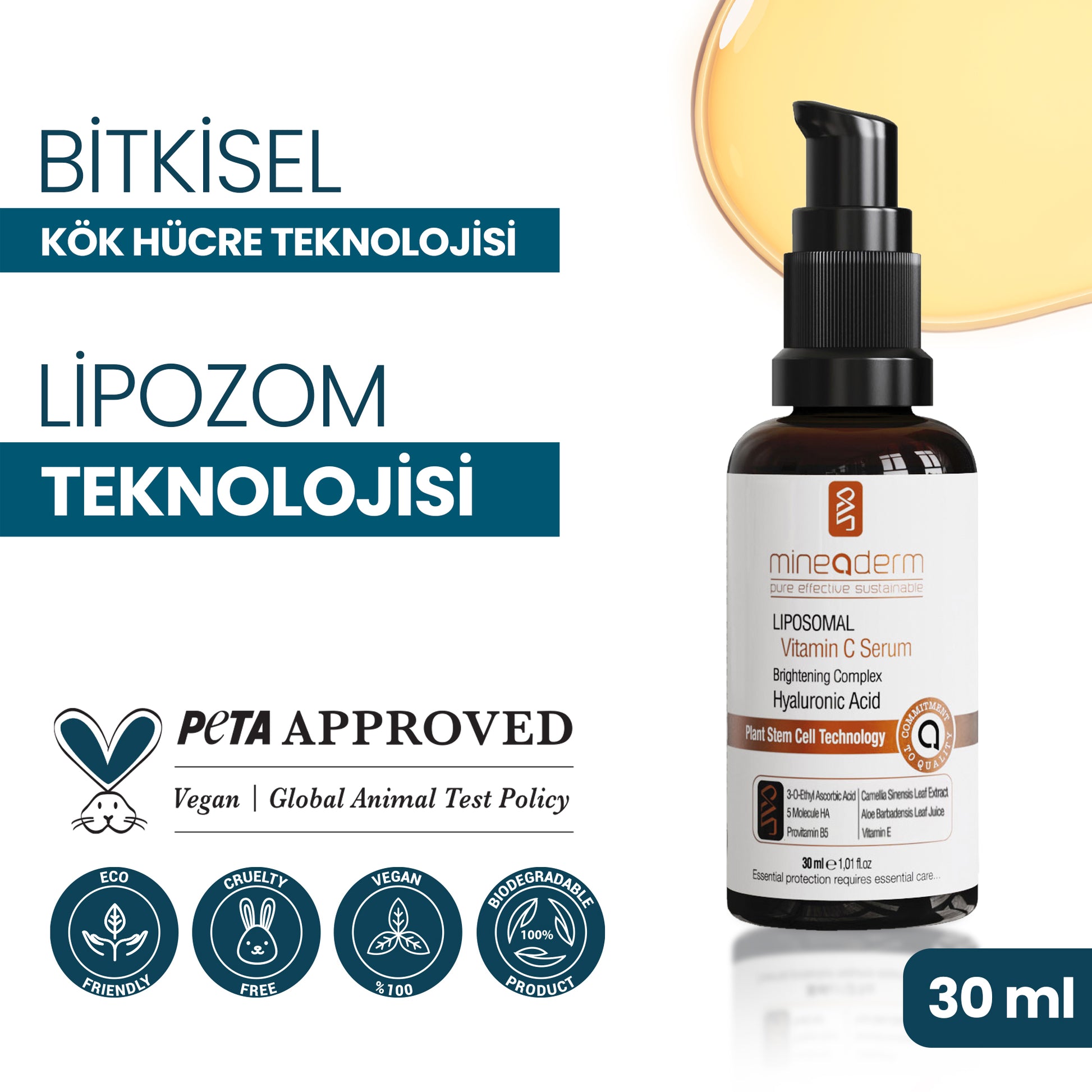 Mineaderm Leke Karşıtı Aydınlatıcı Renk Tonu Eşitleyici; 30 ml cam şişe ambalajda, turuncu detaylı cilt bakım serumu. Yoğun nemlendirici ve canlandırıcı özelliği sayesinde cildin elastikiyetini artırır, ton eşitsizlikleri ile mücadele eder. Cildin aydınlanmasını destekleyerek daha canlı, pürüzsüz ve eşit tonlu bir görünüm kazandırır.