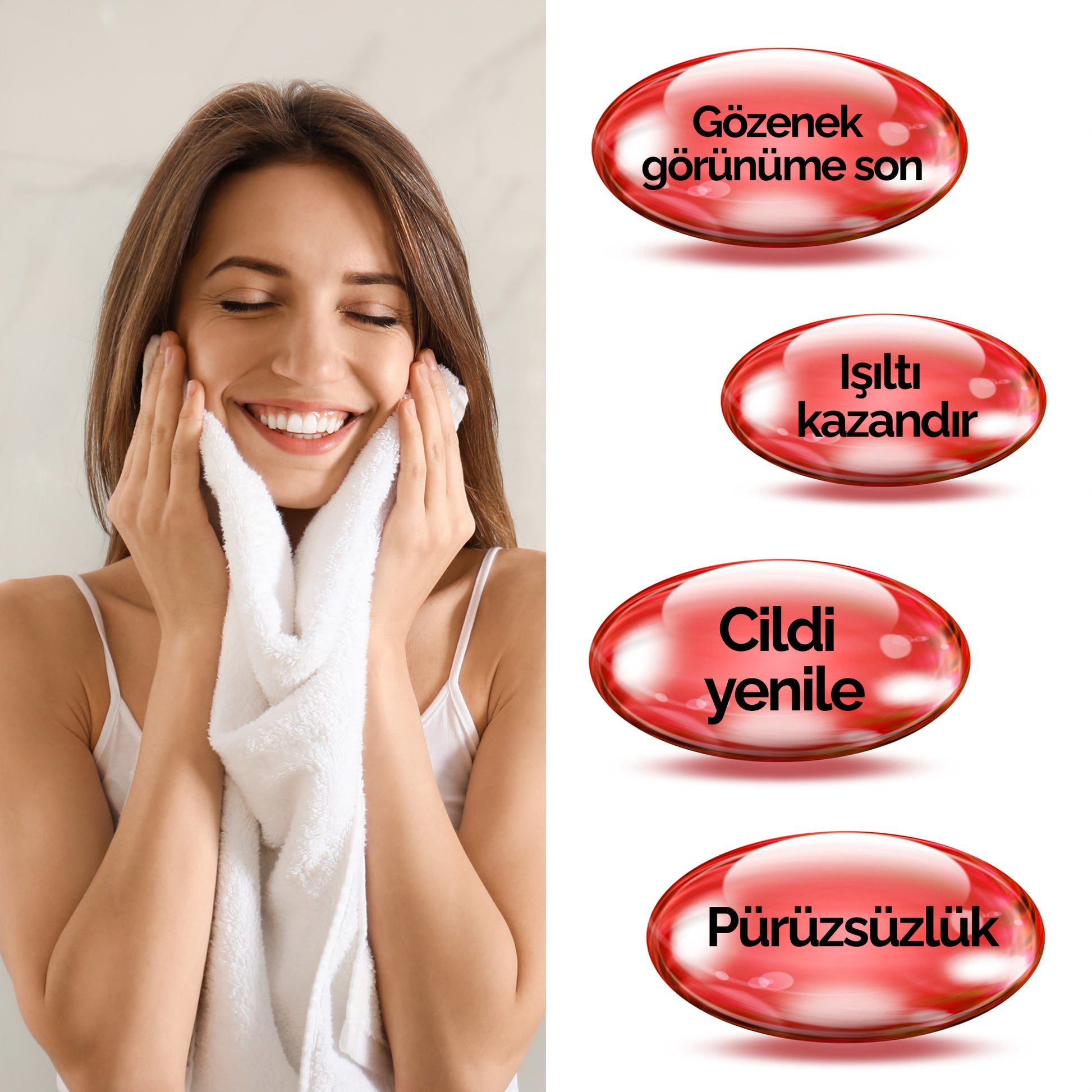 Mineaderm Leke Karşıtı Gözenek Karşıtı Yağ Dengeleyici; 30 ml şeffaf cam şişe ambalajda, kırmızı detaylı serum. Cildi nemlendirir, genç ve pürüzsüz görünümünü destekler. Renk eşitsizlikleriyle mücadele eder, cilt tonunu düzenlemeye yardımcı olur ve daha dengeli, aydınlık bir görünüm kazandırır.