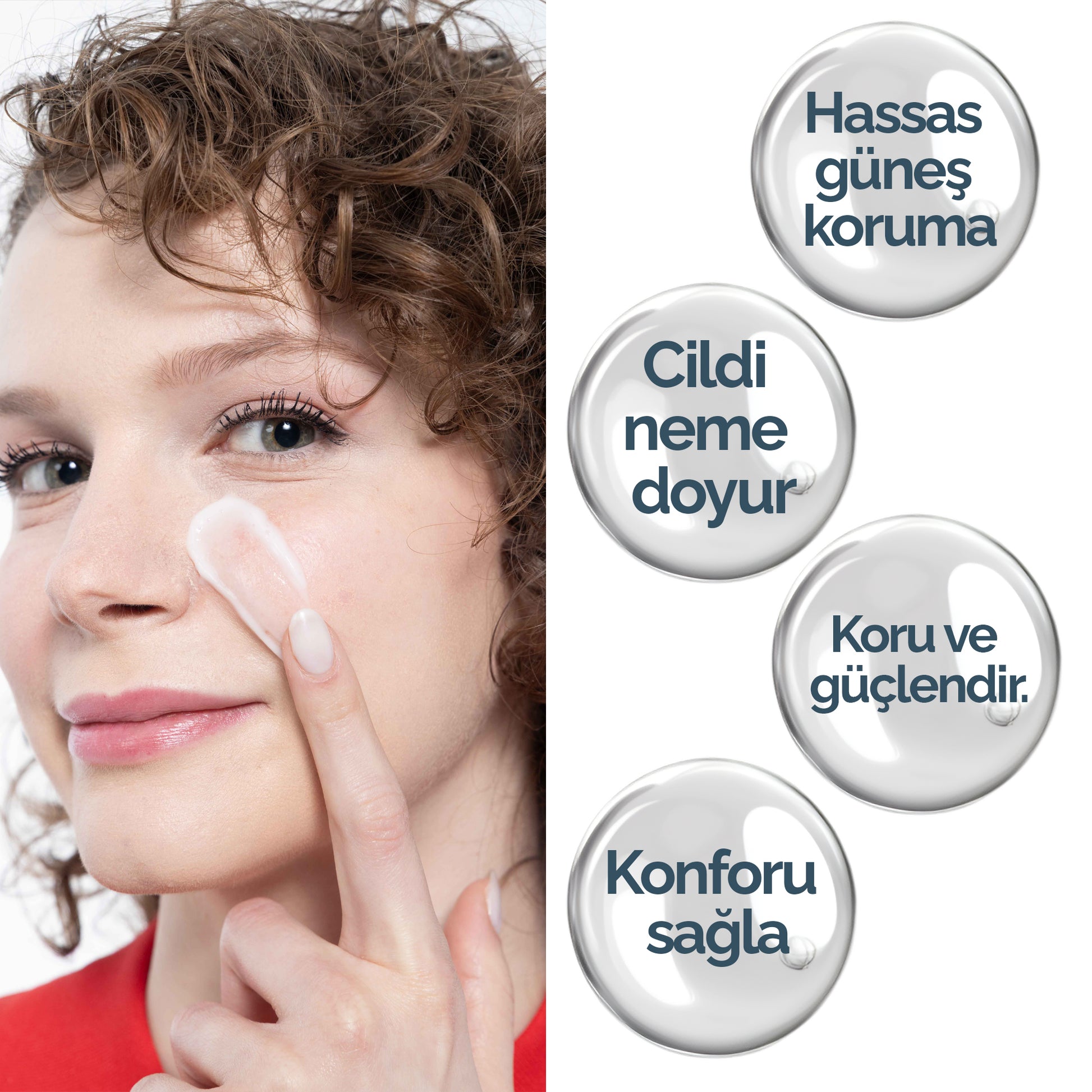 Mineaderm Nemlendirici Güneş Koruyucu Kızarıklık Karşıtı; 50 ml beyaz tüp ambalajda, kırmızı ve gri detaylı krem. Hassas cildi UVA ve UVB ışınlarına karşı korur, cilt bariyerini güçlendirmeye yardımcı olur. Kızarıklık görünümünü azaltmayı destekler, cildin direncini artırır ve doğal görünümünü korumasına katkı sağlar.