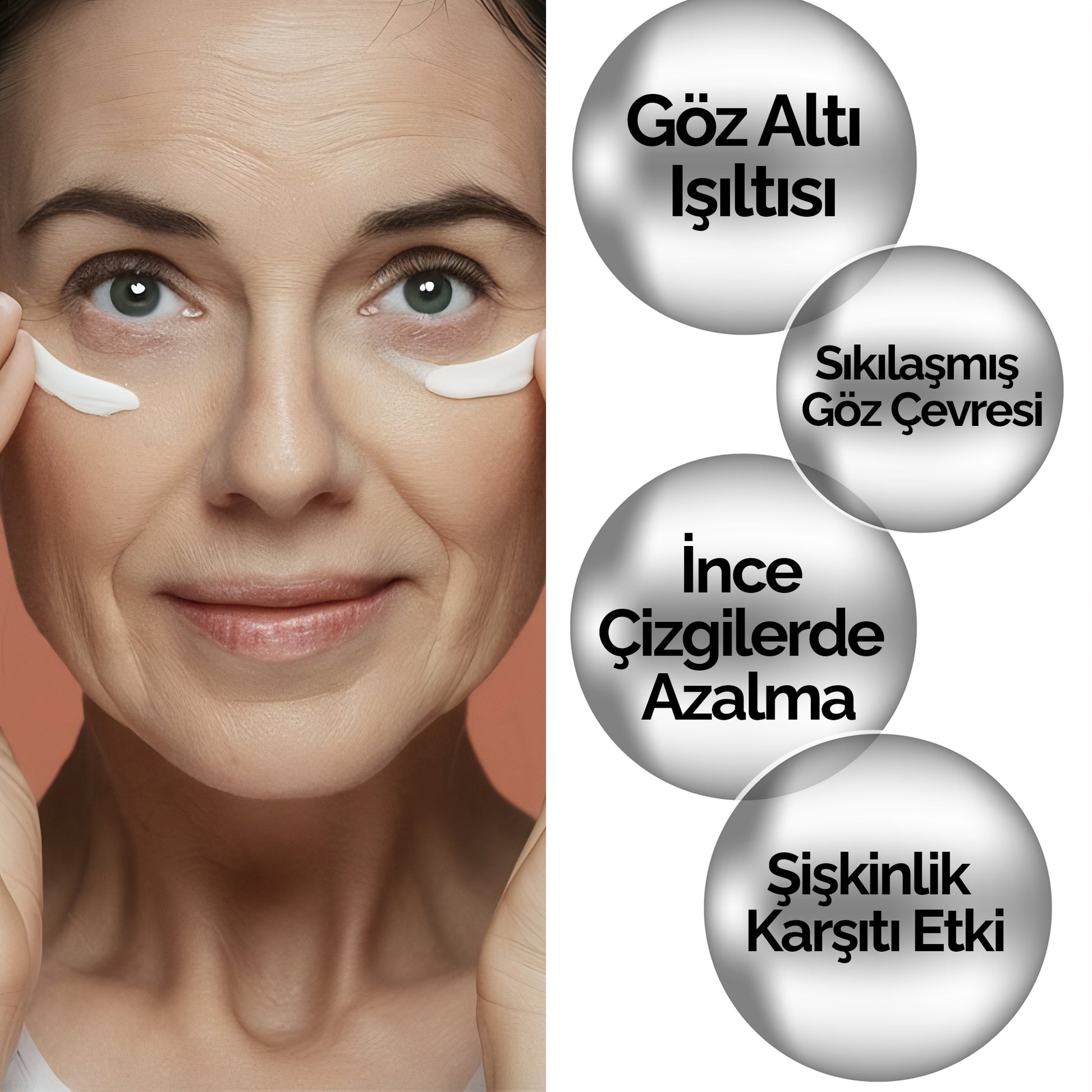Mineaderm Kaz Ayakları Kırışıklık Karşıtı Nemlendirici Göz Altı Torbalanma Karşıtı; 15 ml beyaz tüp ambalajda, siyah detaylı göz çevresi bakım kremi. Göz çevresinin sıkılaşmasına yardımcı olur, göz altı torbalarının ve kırışıklıkların görünümünü azaltmayı destekler. Düzenli kullanımda göz çevresine daha pürüzsüz, canlı ve genç bir görünüm kazandırır.