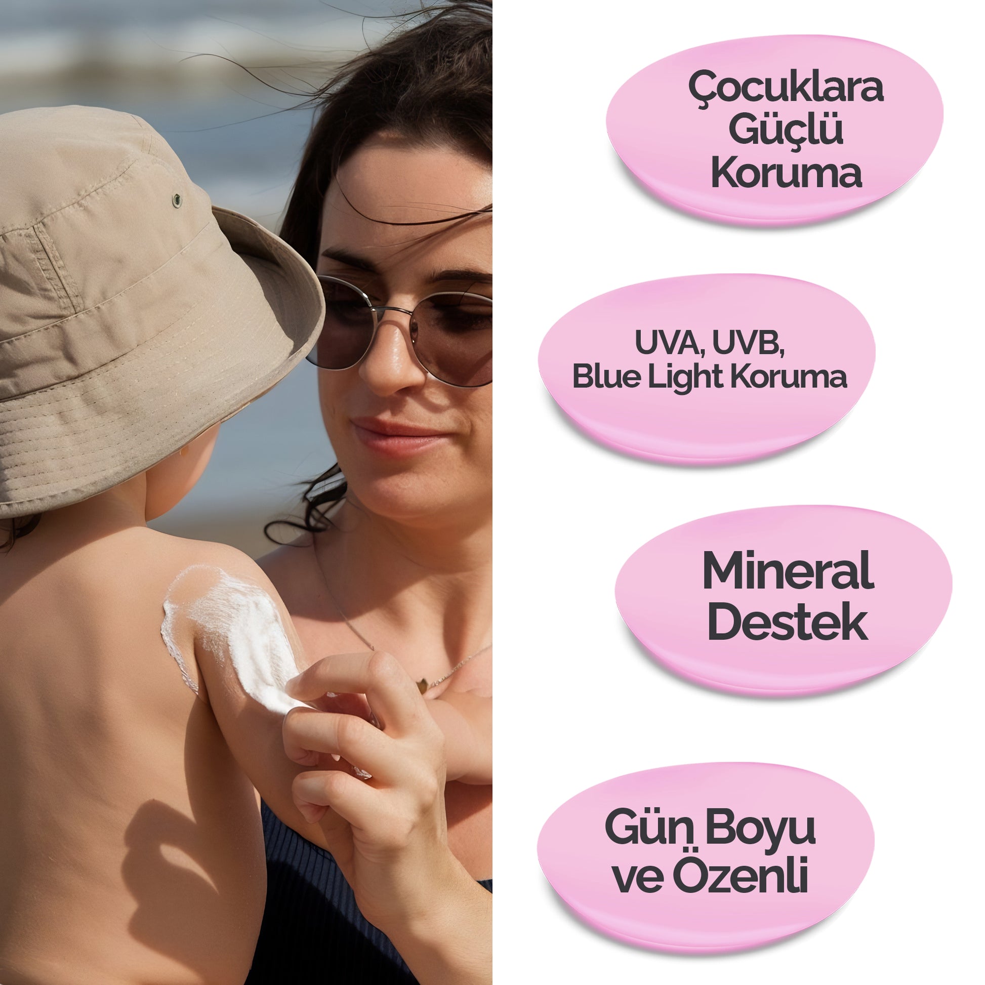 Mineaderm Mineral Filtreli Çocuklar İçin Güneşe Karşı Koruma Spreyi SPF 50+; 200 ml beyaz sprey şişe, renkli ve canlı etiket tasarımı ile çocuklara özel güneş ürünü. Hassas ciltler için uygun mineral filtreli formülü, UVA ve UVB ışınlarına karşı yüksek koruma sağlar. Çocukların cildini güneş yanıklarına ve dış etkenlere karşı korumaya yardımcı olur, hafif yapısı sayesinde kolayca uygulanır ve iz bırakmaz.