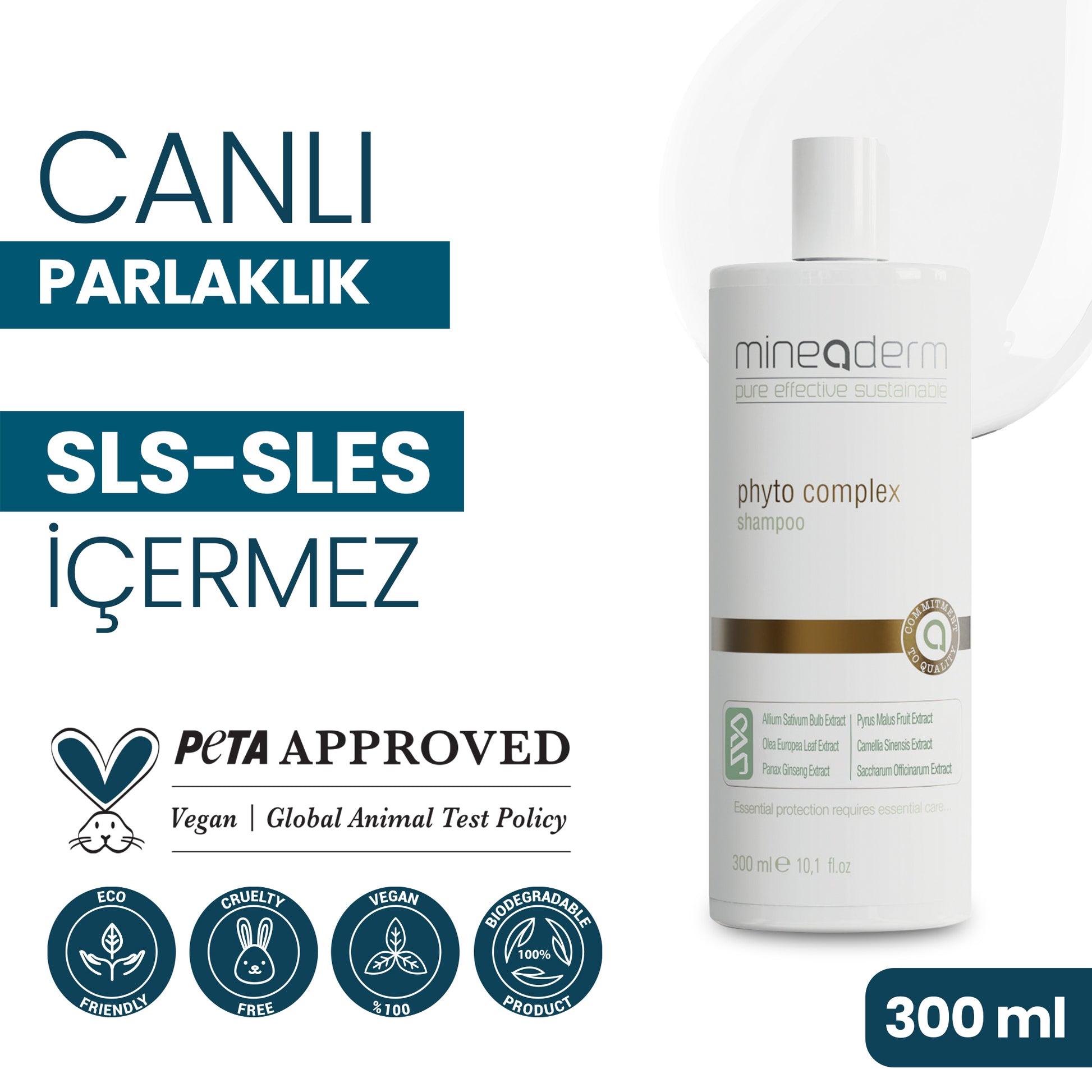 Mineaderm Temizleyici Yağ ve Nem Dengeleyici Canlandırıcı şampuan; 300 ml beyaz şişe ambalajda, sarı detaylı şampuan. Hassas temizleyici yüzey aktifler sayesinde saçları yıpratmadan nazikçe arındırır. Saçın yağ ve nem dengesini korumaya yardımcı olur, canlı ve sağlıklı bir görünüm kazanmasını destekler.