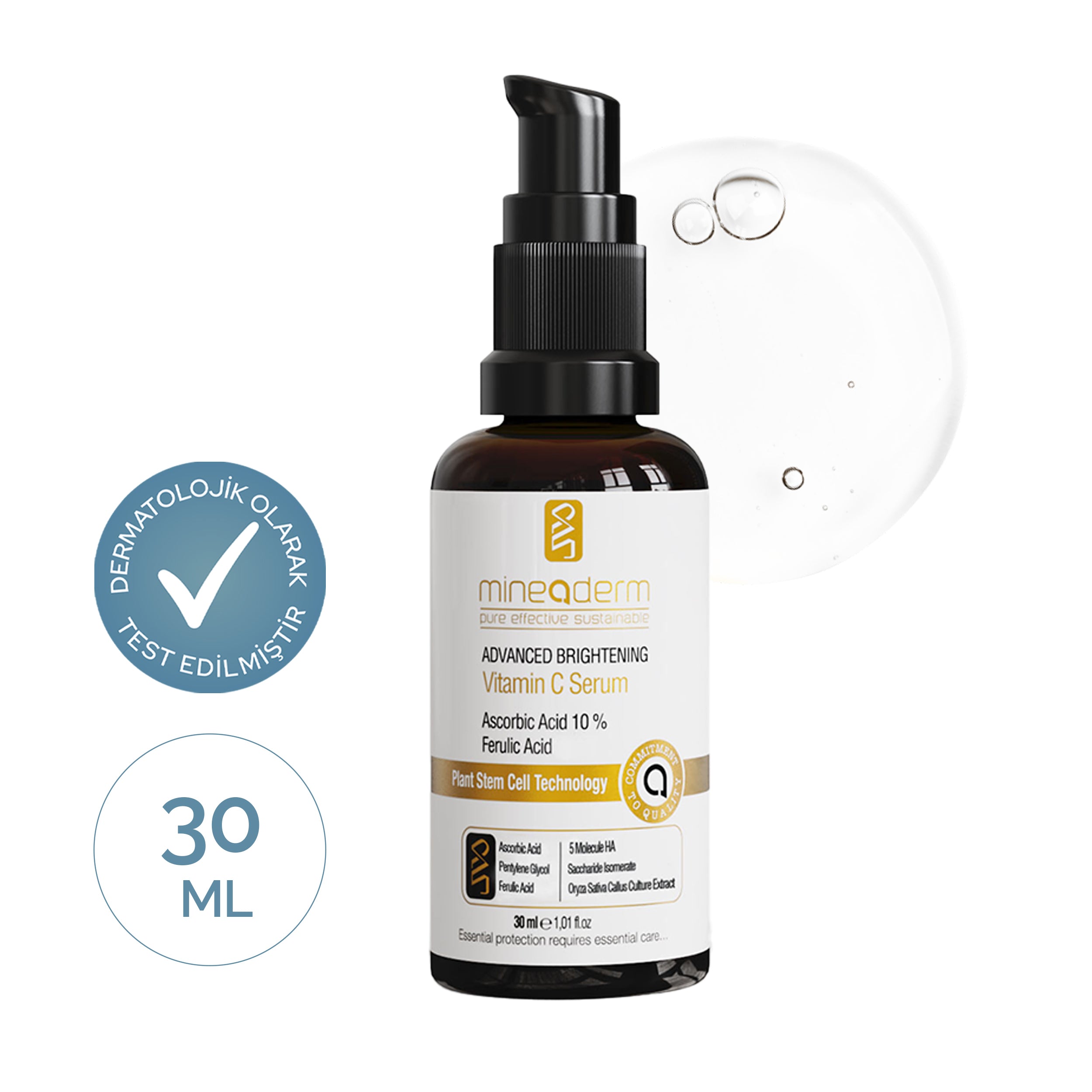 %10 Ascorbic Asit İçeren Aydınlatıcı C Vitamini Bakım Serumu