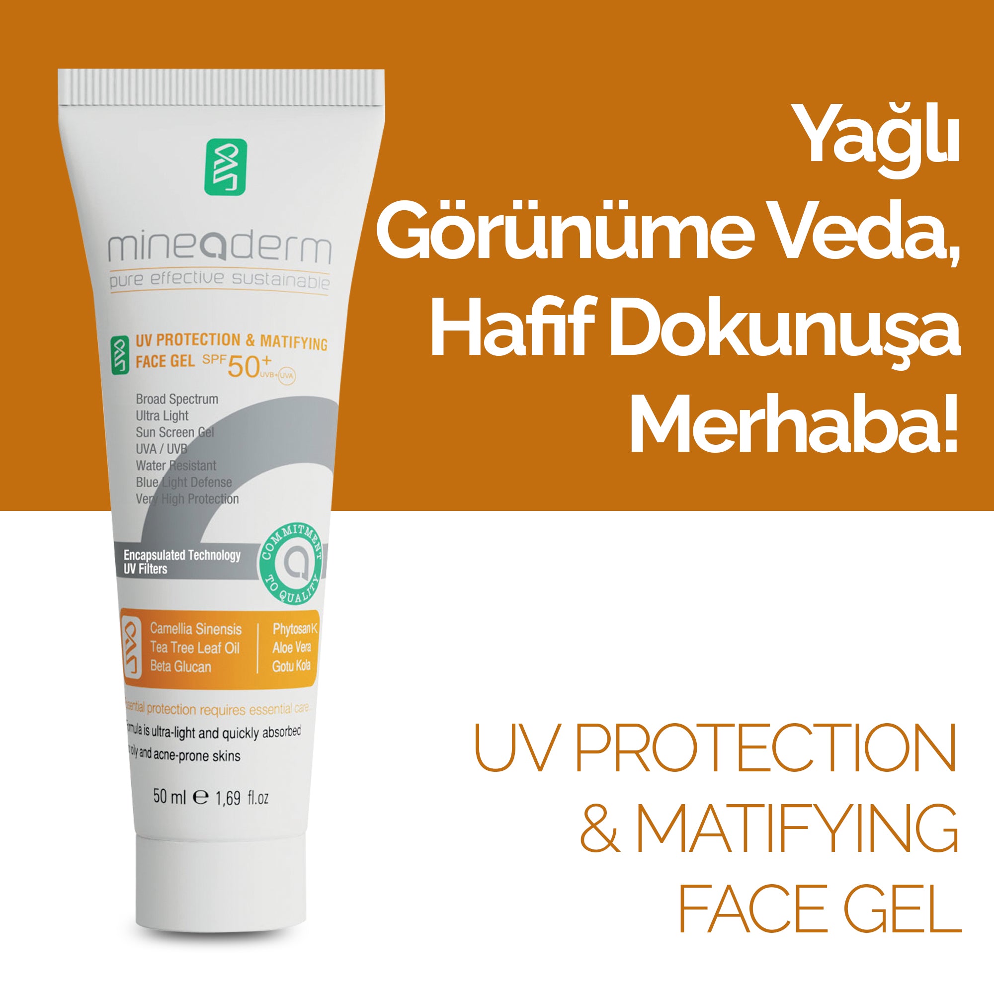 UV PROTECTION & MATIFYING FACE GEL SPF 50+ UVB+UVA