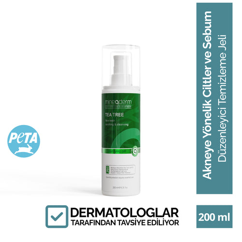 Mineaderm Yağ Dengeleme Nemlendirme Temizleme; 200 ml beyaz şişe ambalajda, yeşil detaylı temizleme jeli. Hassas temizleyici ajanları sayesinde cildi günlük olarak arındırır, ferahlık ve hijyen sağlar. Kurutmayan formülü ile cildin yağ ve nem dengesini korumaya yardımcı olur, cildi yumuşak ve dengeli bir görünüme kavuşturur.
