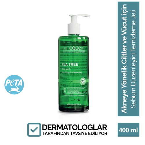 Mineaderm Yağ Dengeleme Nemlendirme Temizleme; 400 ml yeşil şişe ambalajda, yeşil detaylı temizleme jeli. Hassas temizleyici ajanları sayesinde cildi günlük olarak arındırır, ferahlık ve hijyen sağlar. Kurutmayan formülü ile cildin yağ ve nem dengesini korumaya yardımcı olur, cildi yumuşak ve dengeli bir görünüme kavuşturur.
