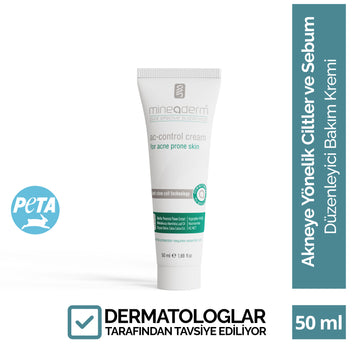 Mineaderm Sebum Dengeleyici Nemlendirici; 50 ml beyaz tüp ambalajda, yeşil detaylı krem. Cildin aşırı yağ salınımını dengelemeye yardımcı olur. Kurutmadan ve tahriş etmeden bakım sağlar, cildin doğal, pürüzsüz ve dengeli bir görünüme kavuşmasını destekler.
