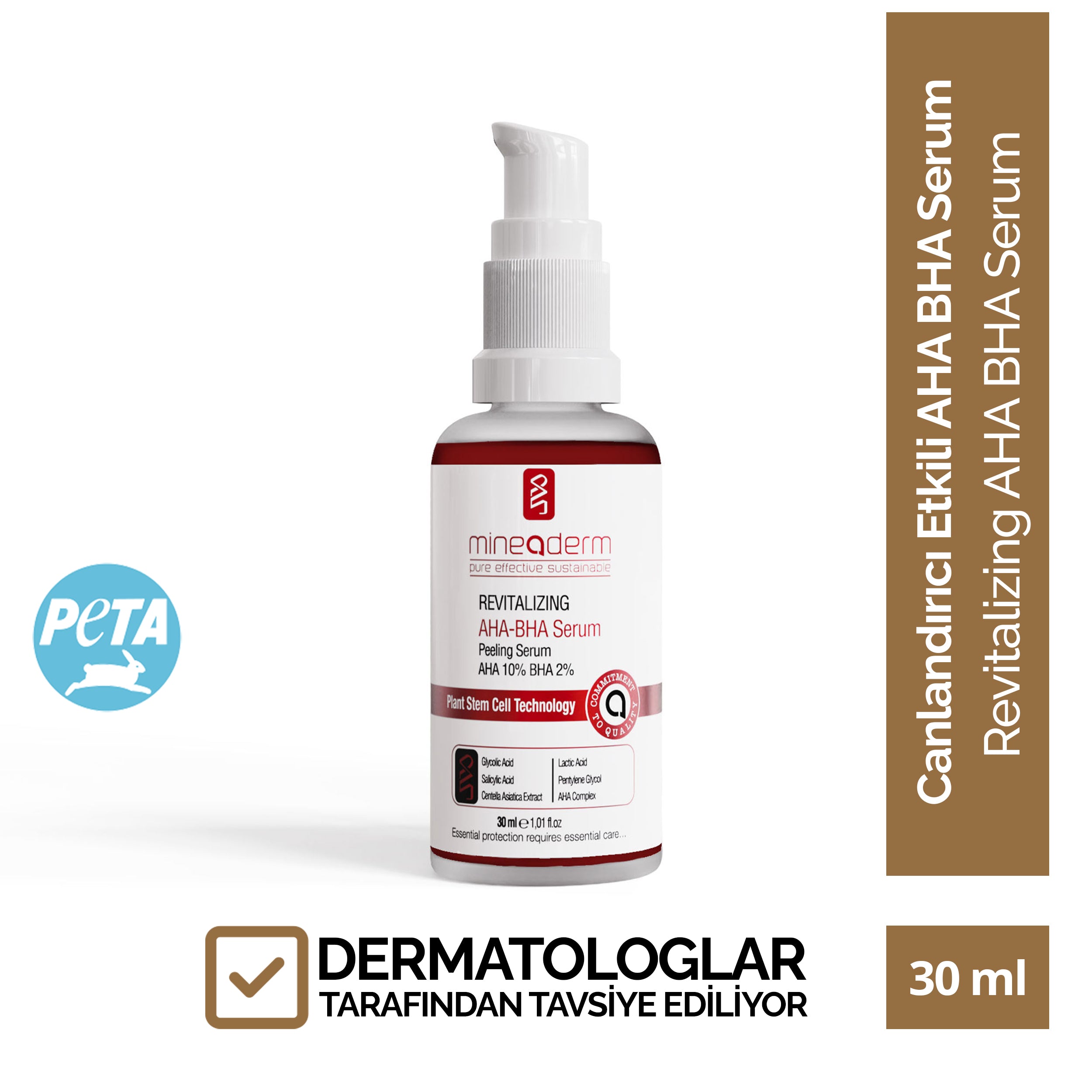 Mineaderm Leke Karşıtı Gözenek Karşıtı Yağ Dengeleyici; 30 ml şeffaf cam şişe ambalajda, kırmızı detaylı serum. Cildi nemlendirir, genç ve pürüzsüz görünümünü destekler. Renk eşitsizlikleriyle mücadele eder, cilt tonunu düzenlemeye yardımcı olur ve daha dengeli, aydınlık bir görünüm kazandırır.
