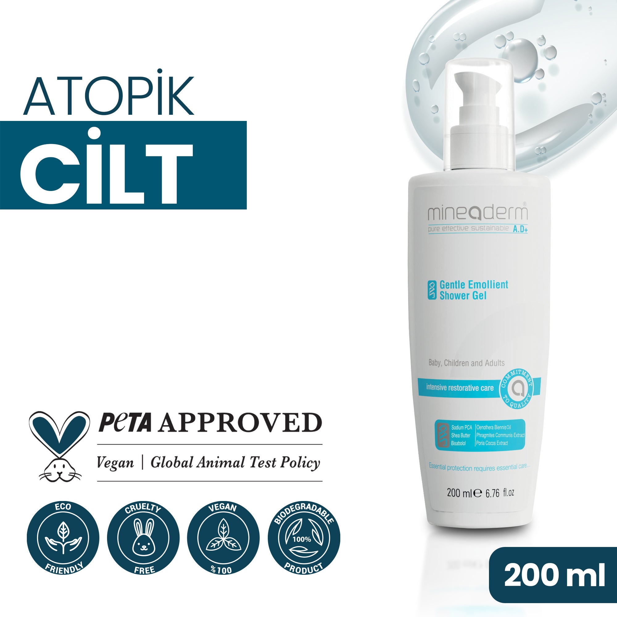 Kuru ve Çok Kuru Ciltler İçin Yoğun Nemlendirici Duş Jeli – mineaderm