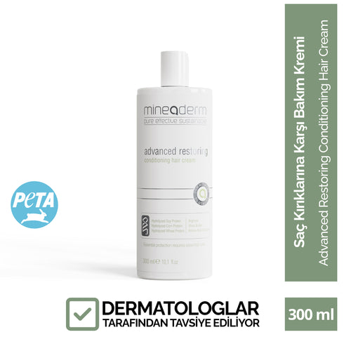 Mineaderm Canlı Görünüm Destekleyici Nem Dengesini Sağlayıcı Koparak Dökülme Karşıtı; 300 ml beyaz şişe ambalajda, gri detaylı saç bakım kremi. Çevresel etkenlere ve kırılmalara karşı saç tellerinin dayanıklılığını artırmaya yardımcı olur. Saçları nemlendirir, besler ve kolay taranmasını sağlar. Düzenli kullanımda daha canlı, güçlü ve sağlıklı bir görünüm kazandırır.
