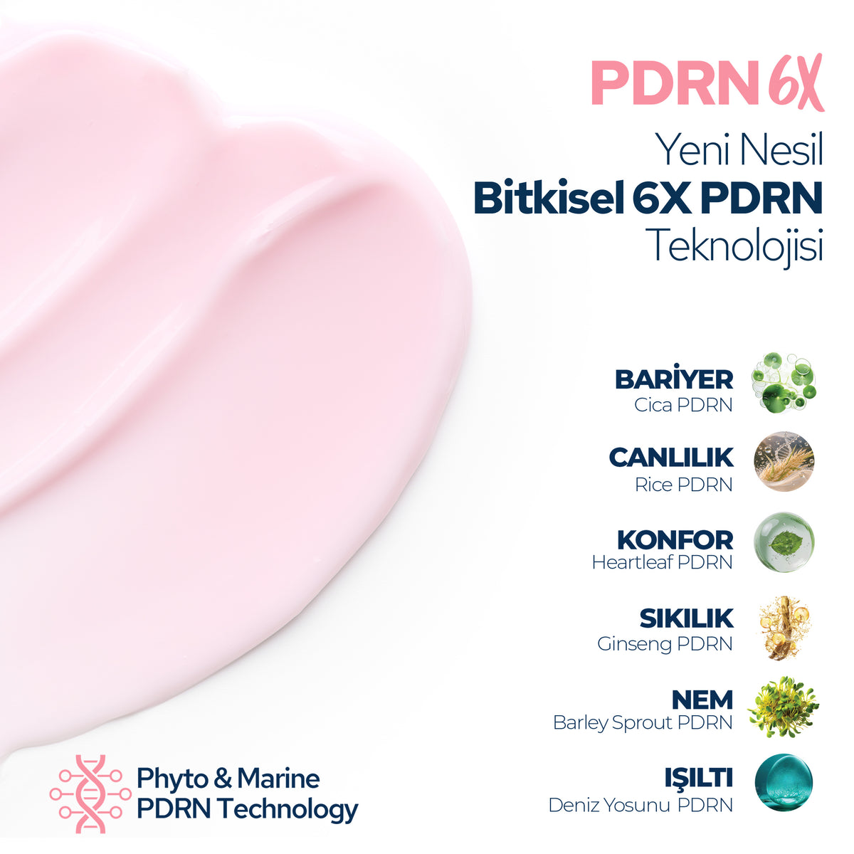 PDRN 6X Seramidli Nemlendirici Yüz Kremi, Bariyer Desteği, Dolgun Görünüm, Işıltı, Eşit Ton Görünümü