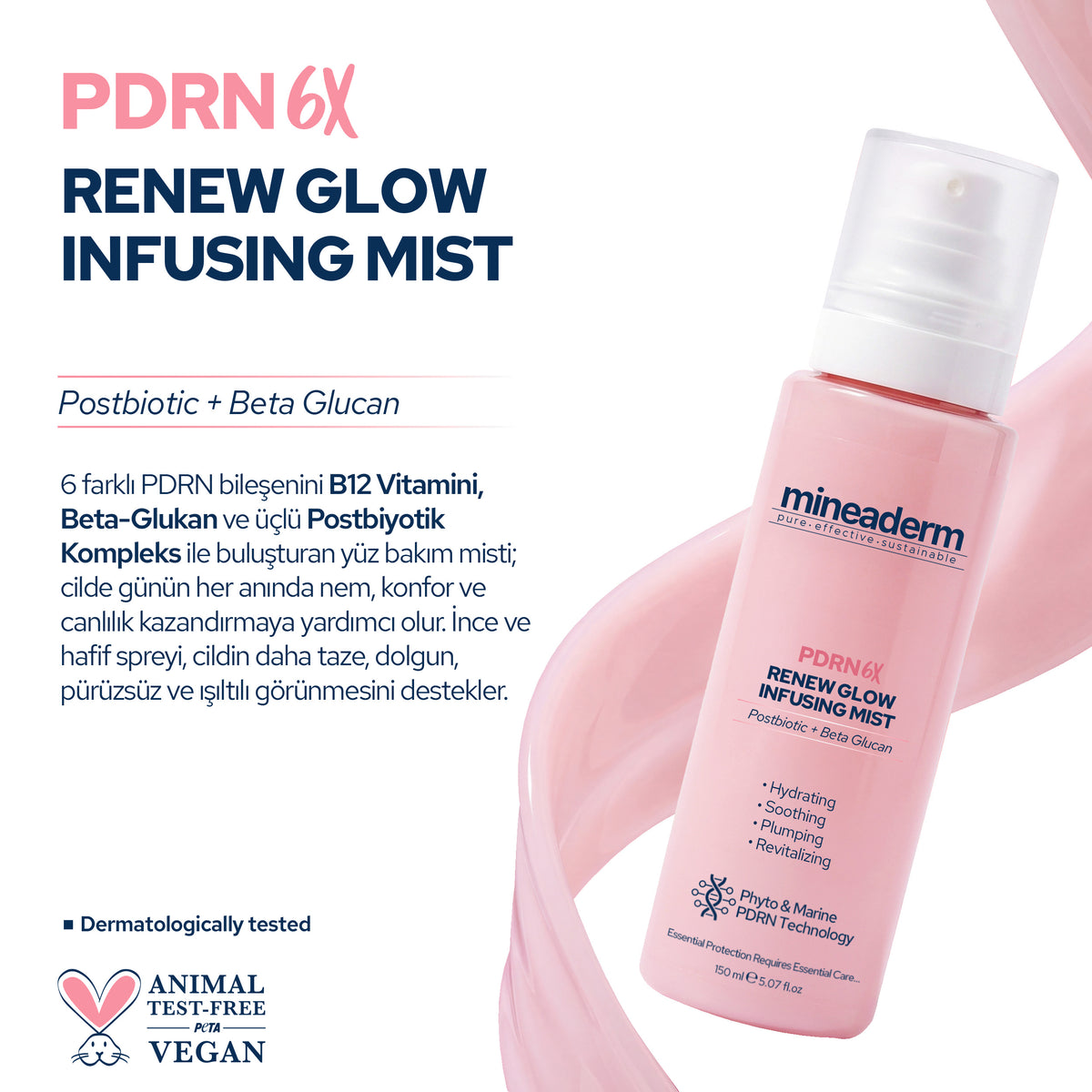 PDRN 6X Vegan Nemlendirici Yüz Spreyi (Face Mist) 150 ml