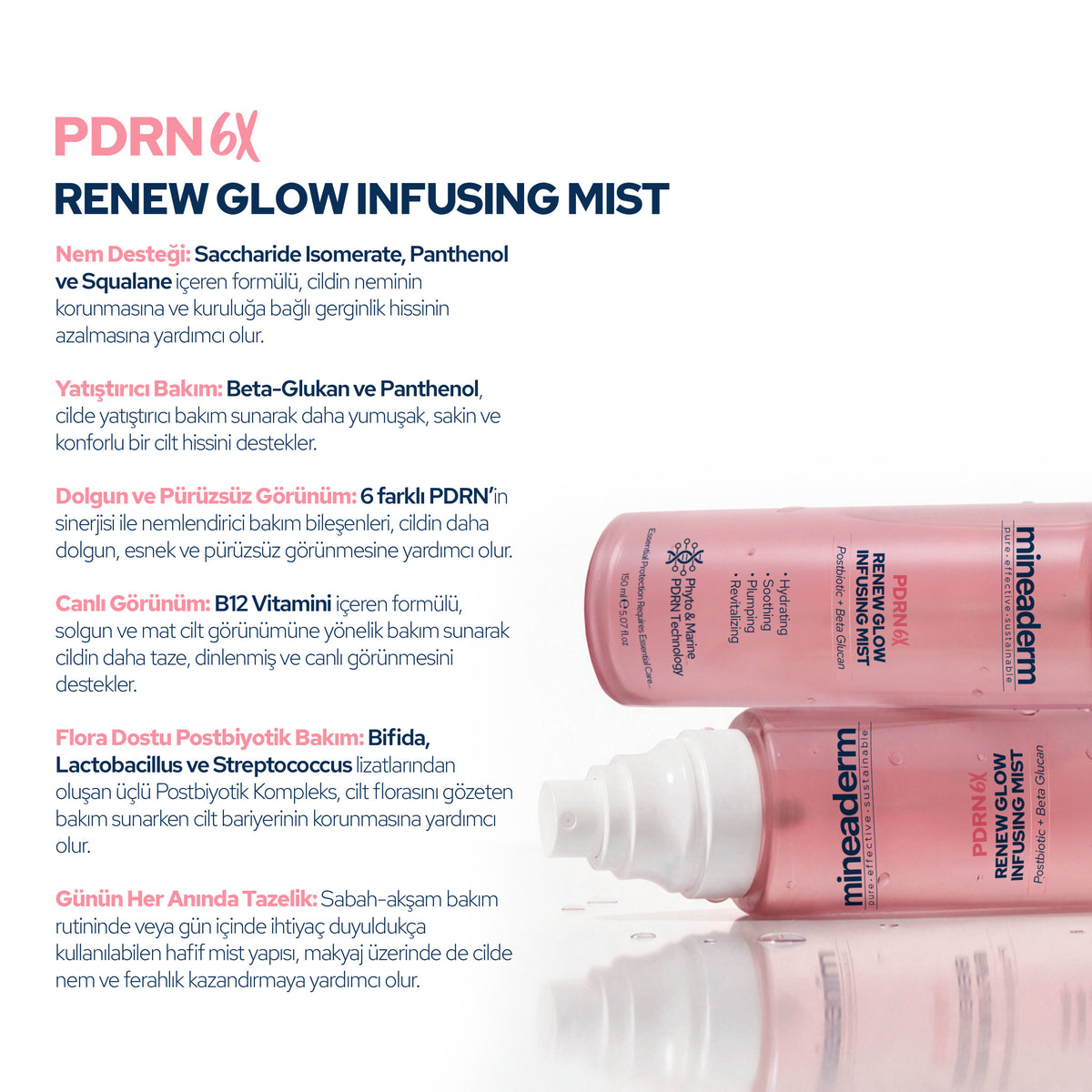 PDRN 6X Vegan Nemlendirici Yüz Spreyi (Face Mist) 150 ml