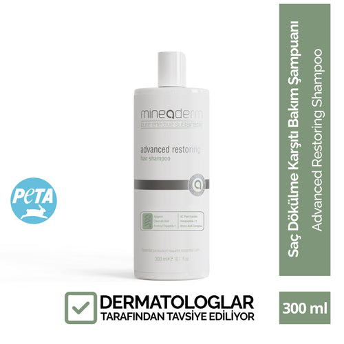 Mineaderm Dökülme Önleyici Temizleyici Güçlendirici; 300 ml beyaz şişe ambalajda, gri detaylı şampuan. Antioksidan etkisi ve besleyici formülü sayesinde saç kayıplarını azaltmaya yardımcı olur. Saçı nazikçe temizler, güçlendirir ve daha canlı, sağlıklı bir görünüm kazanmasını destekler.
