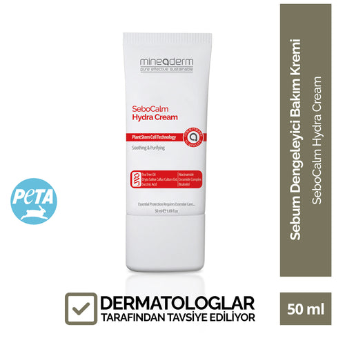 Mineaderm Yağ ve Nem Dengeleyici Yatıştırıcı; 50 ml beyaz tüp ambalajda, kırmızı detaylı bakım kremi. Pullanmaya meyilli, kızarık ve aşırı yağ üreten ciltler için geliştirilmiştir. Özellikle burun, kaş arası, alın ve ağız çevresinde yağ-nem dengesini sağlamaya yardımcı olur, kuruluğu azaltarak cildi yatıştırır ve daha dengeli bir görünüm kazandırır.
