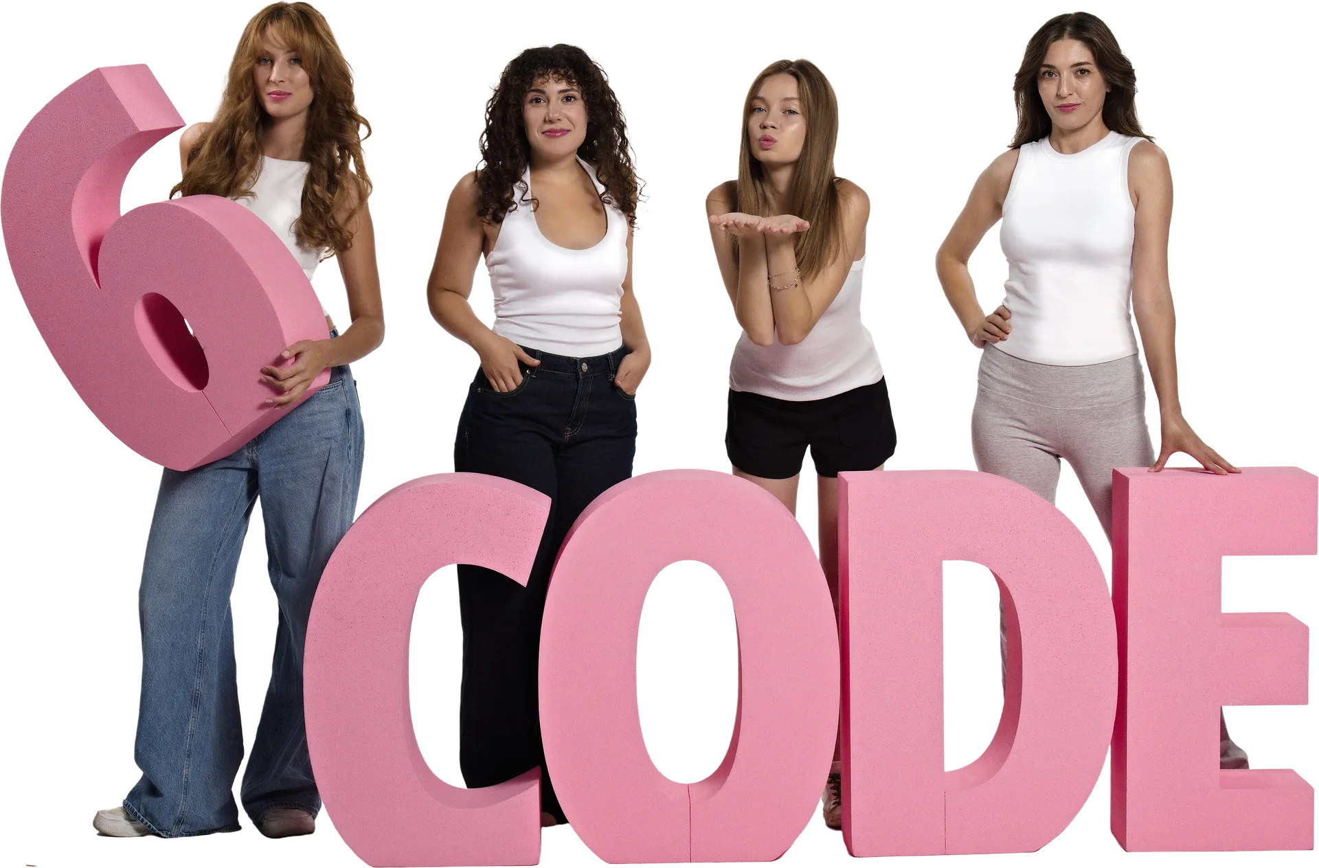 Pembe 6CODE harflerinin yanında dört model